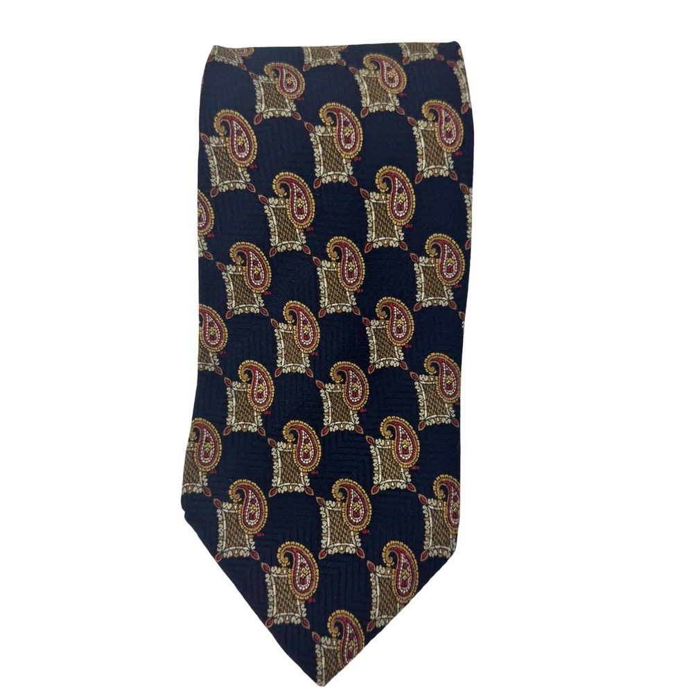 Pierre‎ Balmain Extra Long 100% Silk Navy Paisley Pattern Men's Tie